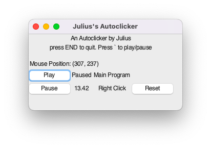 MacOS Python Autoclicker desktop app window